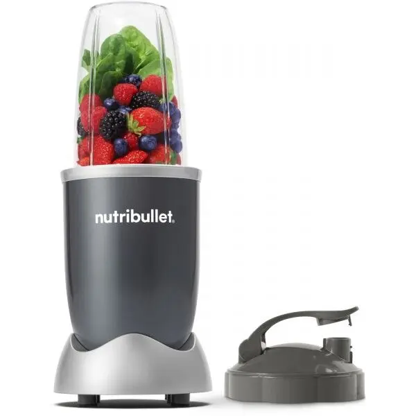 NUTRIBULLET Blender Nutribullet Original 600 NB614DG, 600W, Lama de extractie, Cana inalti de 700ml, Amestecare uniforma, Desingn simplu si compact, Usor de curatat, Fara BPA, Cablu 100cm, 2.86kg, Capac detasabil transport, NegruGri
