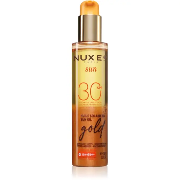 Nuxe Sun Sun Oil Gold SPF 30 Ulei de plaja pentru fata si corp cu efect iluminator SPF 30 150 ml