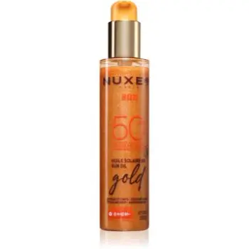 Nuxe Sun Sun Oil Gold SPF 50 Ulei de plaja pentru fata si corp cu efect iluminator