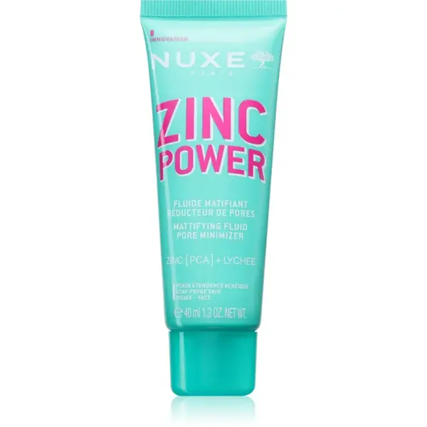 Nuxe Zinc Power Mattifying Fluid fluid matifiant pentru tenul gras, predispus la acnee 40 ml