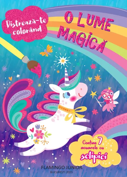 O lume magică. Carte de colorat cu 7 acuarele cu sclipici
