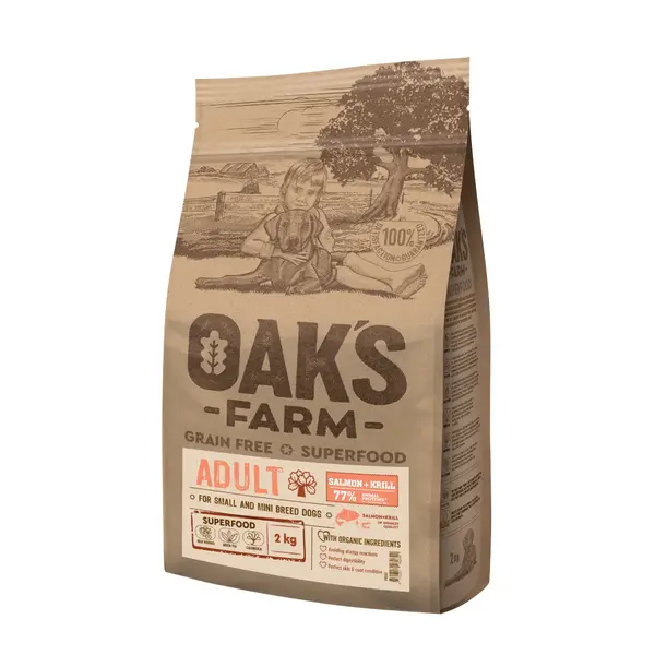 OAK'S FARM Mini Adult, XS-S, Somon, hrană uscată fără cereale câini, 6.5kg