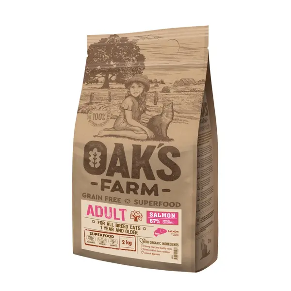 OAK'S FARM, Somon, hrană uscată fără cereale pisici, 6kg