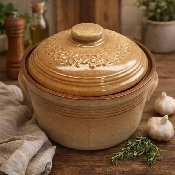 Oala Ceramica pentru Sarmale si Fripturi, Glazurata, Rotunda, 7 Litri Aluna
