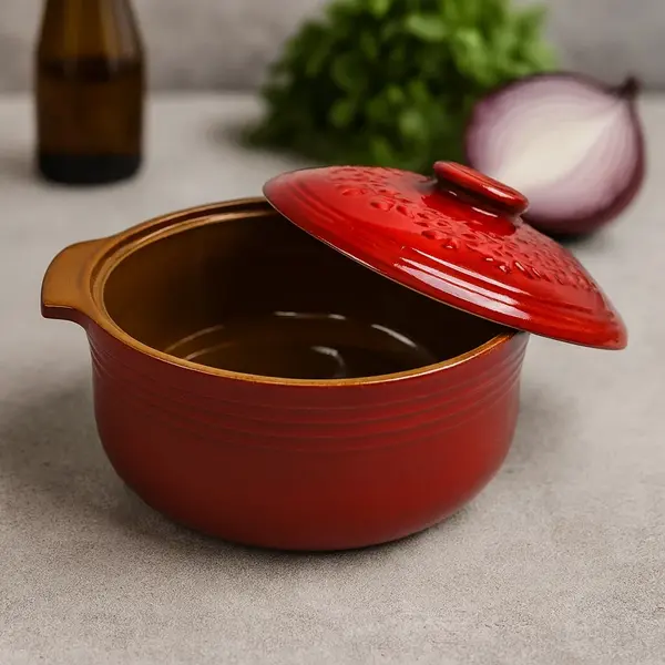 Oala Ceramica Traditionala pentru Sarmale sau Fripturi, 4 litri Bordo