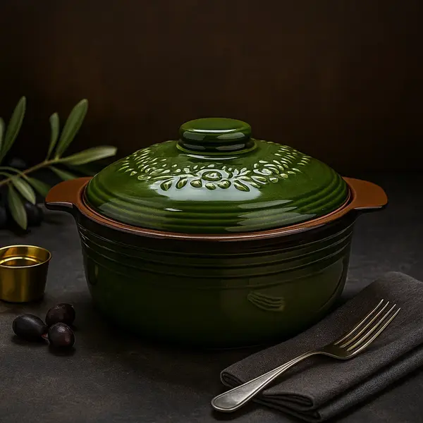 Oala Ceramica Traditionala pentru Sarmale sau Fripturi, 4 litri Verde