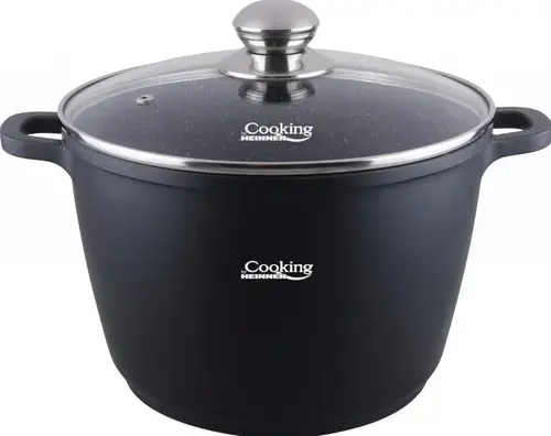 Oala cu capac Heinner HR-SCO-A0628A, 10 L, aluminiu turnat (Negru)