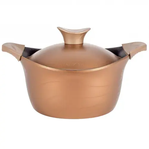 Oala cu capac Neoklein CS30, diametru 30 cm, capacitate 6.8 L, aluminiu turnat, invelis anti-aderent (Auriu)