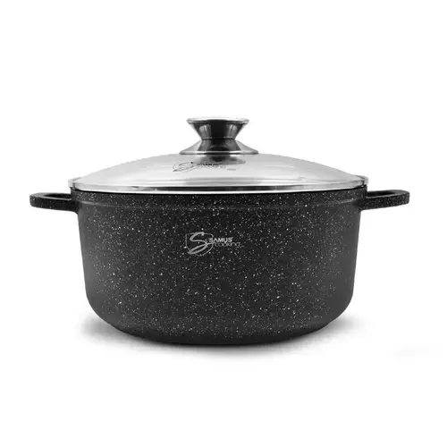 Oala cu capac Samus Toledo Line TOL24-OC, 24 cm, 4.5 L (Negru)