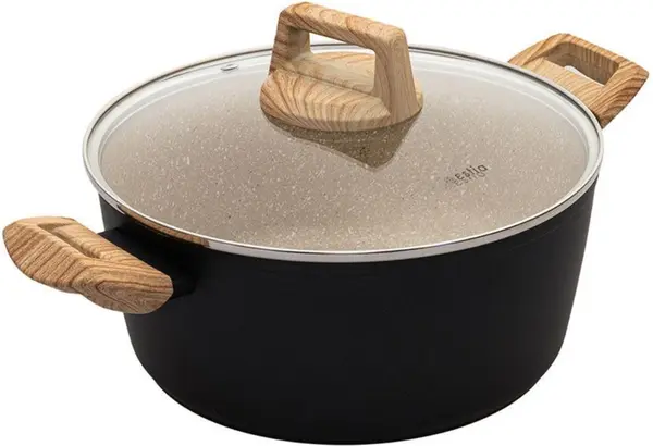 Oală din aluminiu forjat cu strat antiaderent Estia – Earth, 24 cm, 4,3 l
