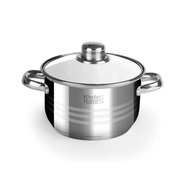 Oala din Inox cu Capac din Sticla, 20.8 cm, 3 l, Perfect Home