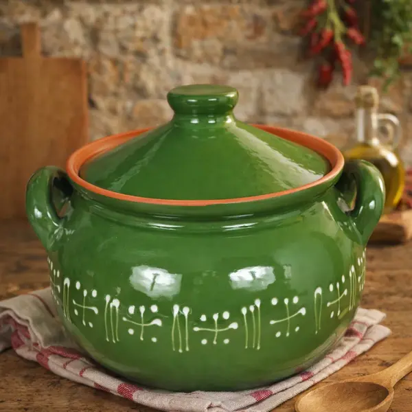Oala din Lut Glazurata pentru Sarmale si Friptura - 5 Litri Verde