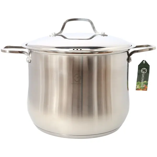 Oala Inox cu Capac, 22 cm, 7.2 L, Grunberg Gr3122