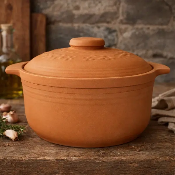 Oala pentru sarmale si friptura glazurata din ceramica, 4 litri Nesmaltuit