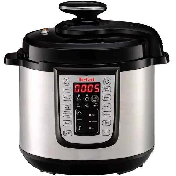 Oala sub presiune electrica Tefal One Pot CY505EE0, 1200W, 5.8L, 25 de programe, functie pastrare la cald, temperatura si timp ajustabile, negru & argintiu