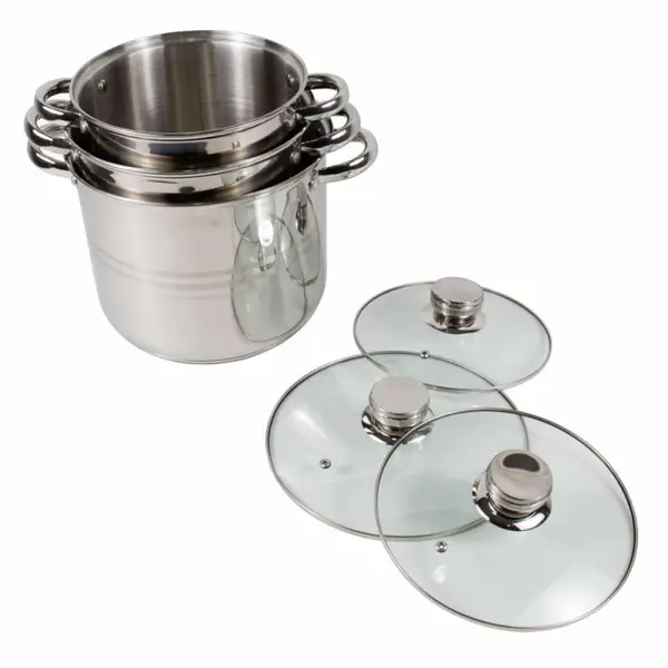 Oale Inox cu Capac, 5 l / 6 l / 8 l, 3 Bucati