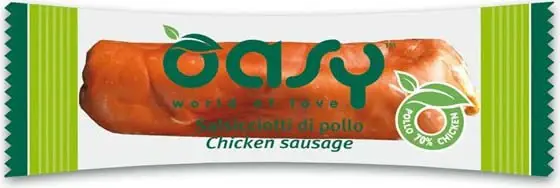 OASY Delicatese pentru câini Cârnat din Pui, 1 bucată 8g