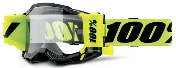 Ochelari atv cross 100% Accuri 2 ForeCast Roll-Off, lentila clara, culoare rama galben neon