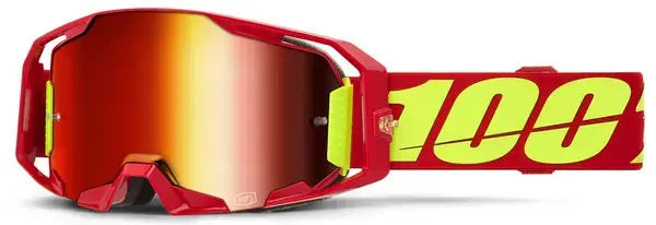 Ochelari atv cross 100% Armatic, lentila oglinda rosie, culoare rama rosu
