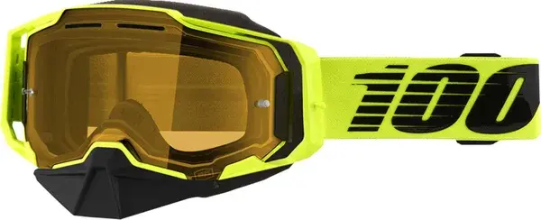 Ochelari cross atv 100% Armega Snow , lentila galbena, culoare rama galben