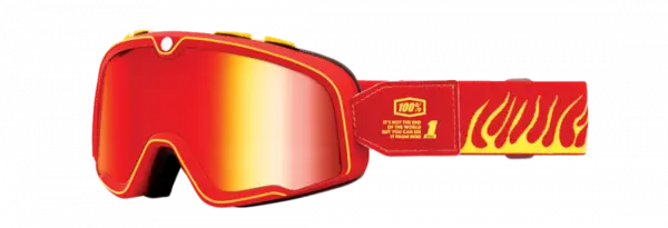 Ochelari cross atv 100% Barstow DHT Spry, lentila oglinda, culoare rama rosu galben