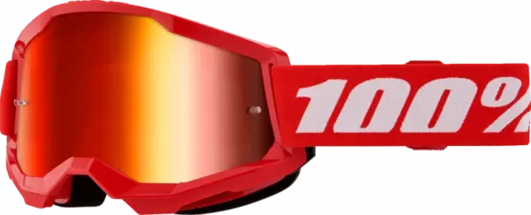 Ochelari cross atv 100% Strata 2 Red, lentila oglinda, culoare rama rosu