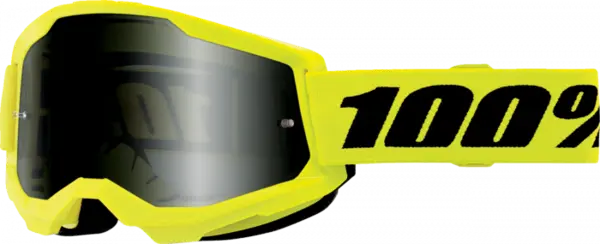 Ochelari cross atv 100% Strata 2 Sand neon, lentila fumurie, culoare rama galben neon