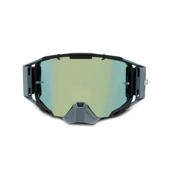 Ochelari cross atv enduro, Asix AS3, lentila albastra, culoare rama gri negru mat