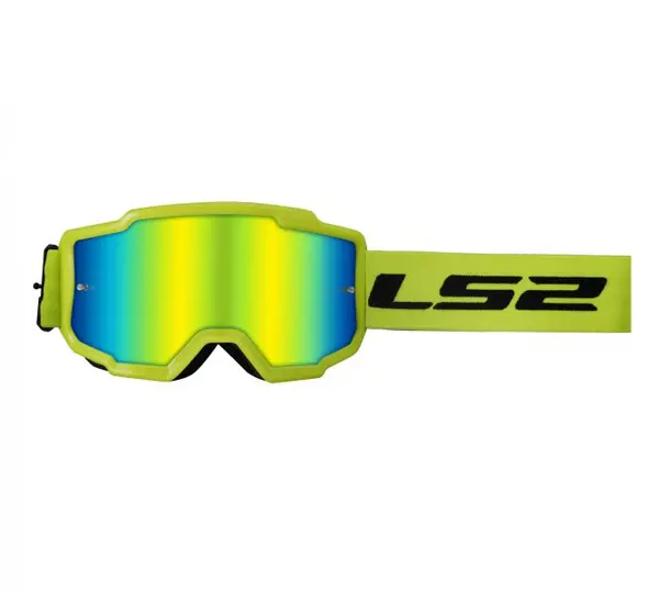Ochelari cross enduro atv LS2, lentila oglinda, culoare verde neon