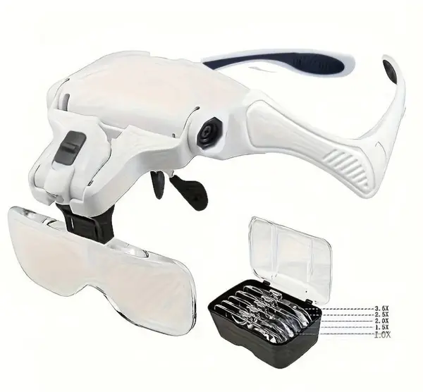 Ochelari cu 5 LUPE 2 LED 9892B2 Incarcare USB 1.5 - 3.5x