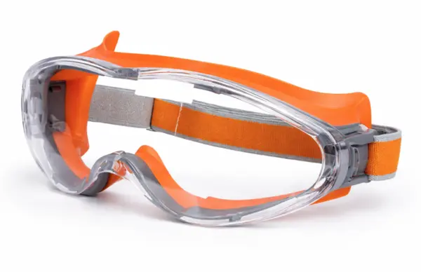 Ochelari de protectie cu banda elastica lentila transparenta anti impact pentru constructii bricolaj si atelier PORTOCALIU