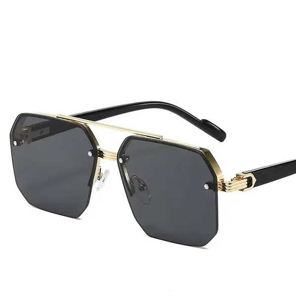 Ochelari de soare unisex, SG186, Negru/Auriu