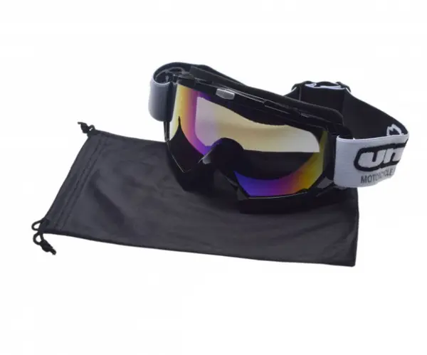 Ochelari motocross atv enduro Unit, culoare rama negru, lentila fumurie curcubeu