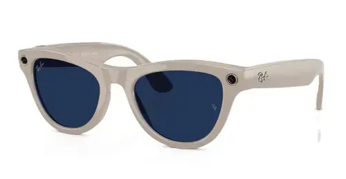Ochelari Smart Ray-ban META Skyler Shiny Gen 1 RW4010 6700MF 52-20, Wi-Fi 6, Bluetooth, Aparat foto cu filmare, Asistent vocal, 32GB Flash, Lentile cu Tranzitie Transparent/Albastru (Gri)