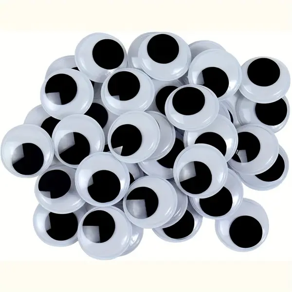 Ochisori negri din plastic pentru activitati crafts,o 12 mm, 80 bucati set