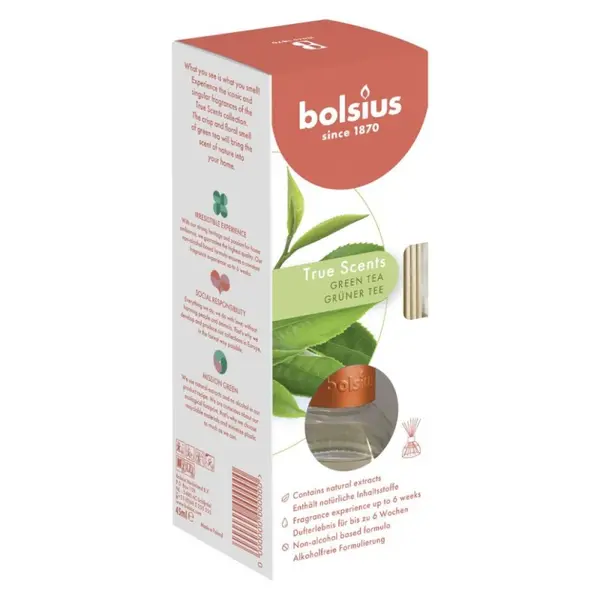 Odorizant cu Betisoare Bolsius True Scents Ceai Verde, 45 ml