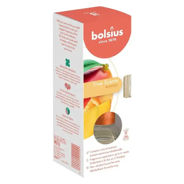 Odorizant cu Betisoare Bolsius True Scents Mango, 45 ml