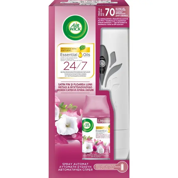 Odorizant de Camera Air Wick Freshmatic Aparat + Rezerva Satin & Moon Lily, 250 ml