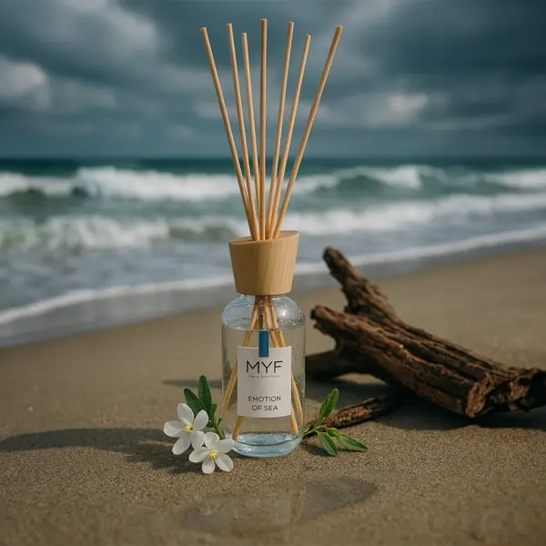 Odorizant de camera cu betisoare premium - EMOTION OF SEA - MYF - 100 ML (printre arome: iasomie, salvie, bergamota) 100 ml