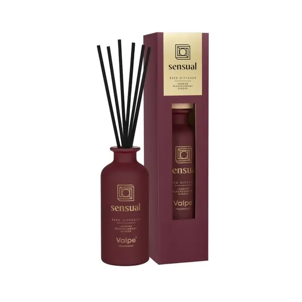 Odorizant Difuzor din Sticla Mata Bispol Sensual, Betisoare Negre, Rosu, 80 ml