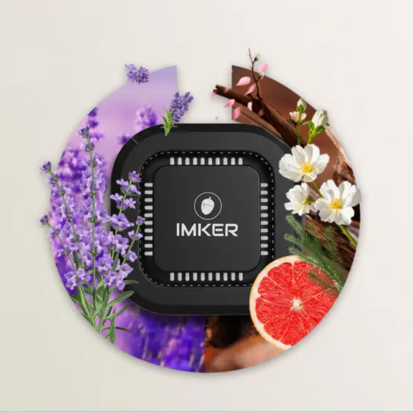Odorizant solid IMKER pentru spații mici cu suport reutilizabil + rezervă parfum Litchy Exotic Boutique Negru