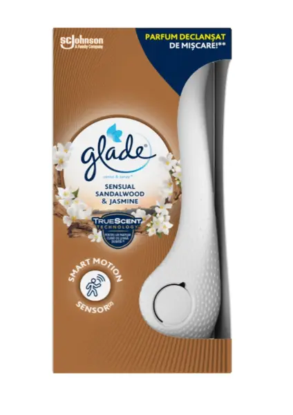 Odorizant spray cu aparat Glade Sense & Spray 18 ml Odorizant camera 18 ml Glade Sense & Spray Sandalwood