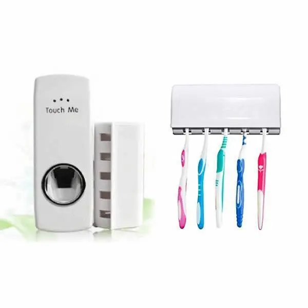 Oferta 1+1 Gratis! Dozator pasta de dinti cu suport pentru 5 periute