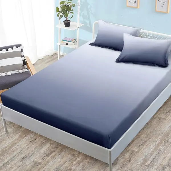 (OFERTA 3 la 159 Lei) Cearsaf cu elastic, FINET, 180x200cm, 2 fete de perne 50x70cm, Albastru Petrol, degrade