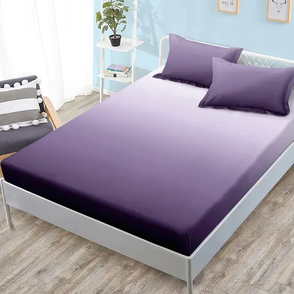 (OFERTA 3 la 159 Lei) Cearsaf cu elastic, FINET, 180x200cm, 2 fete de perne 50x70cm, Mov, degrade
