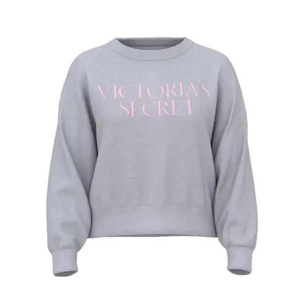 Off-duty terry crop crewneck sweatshirt - medium heather grey Xs
