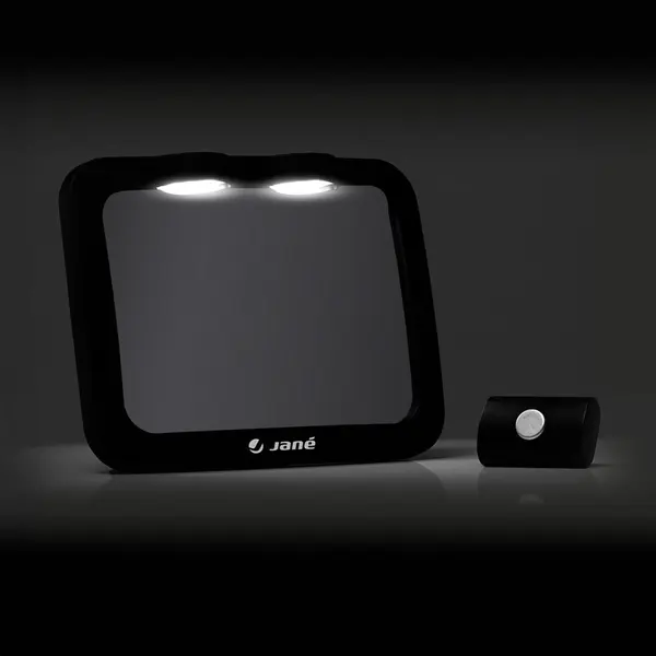 Oglinda auto pentru copii Jane Black cu iluminare LED 28x7x20 cm