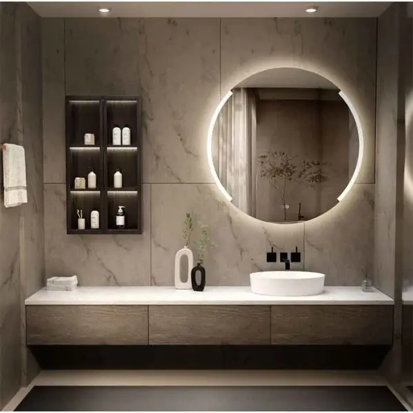 Oglinda baie 60 cm, cu iluminare LED, ceas digital, dezaburire si bluetooth, Fluminia Tivoli Superlight