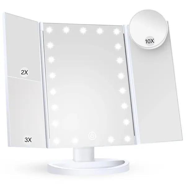 Oglinda Cosmetica cu Iluminare LED, 2X, 3X si 10X Marire, Alimentare USB sau Baterii - Default Title