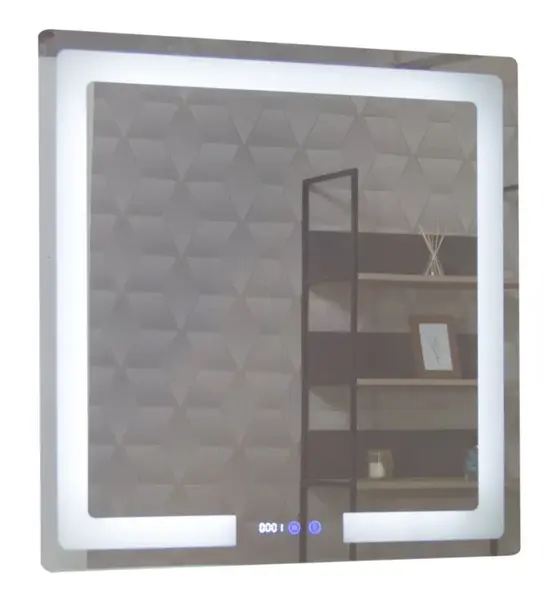 Oglinda cu iluminare LED, functie dezaburire, ceas si termometru, MD1, 80x80 cm